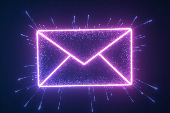 Abstract digital envelope with glowing lines representing communication and inquiries