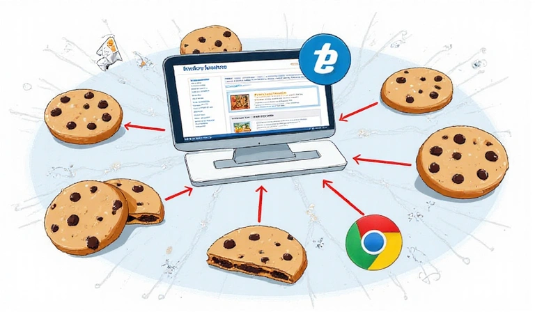 Illustration of various types of cookies and digital data