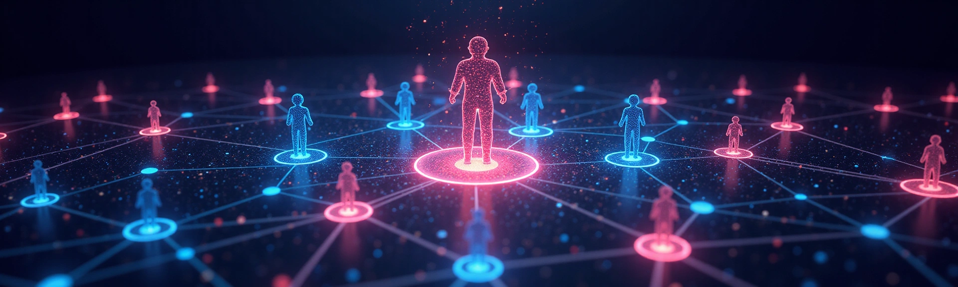 Abstract gaming community graphic with interconnected elements