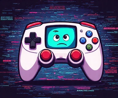 A broken game controller with a sad face indicating an error