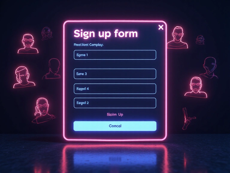 Digital sign-up form with abstract player profile icons